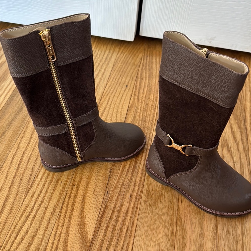 Janie and Jack Brown Leather Ankle Boots with Zipper